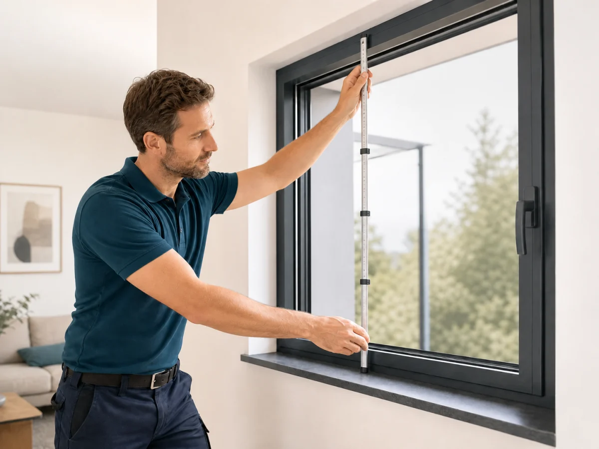 Millimetergenaues Aufmaß am Fenster mit Teleskop-Messstab