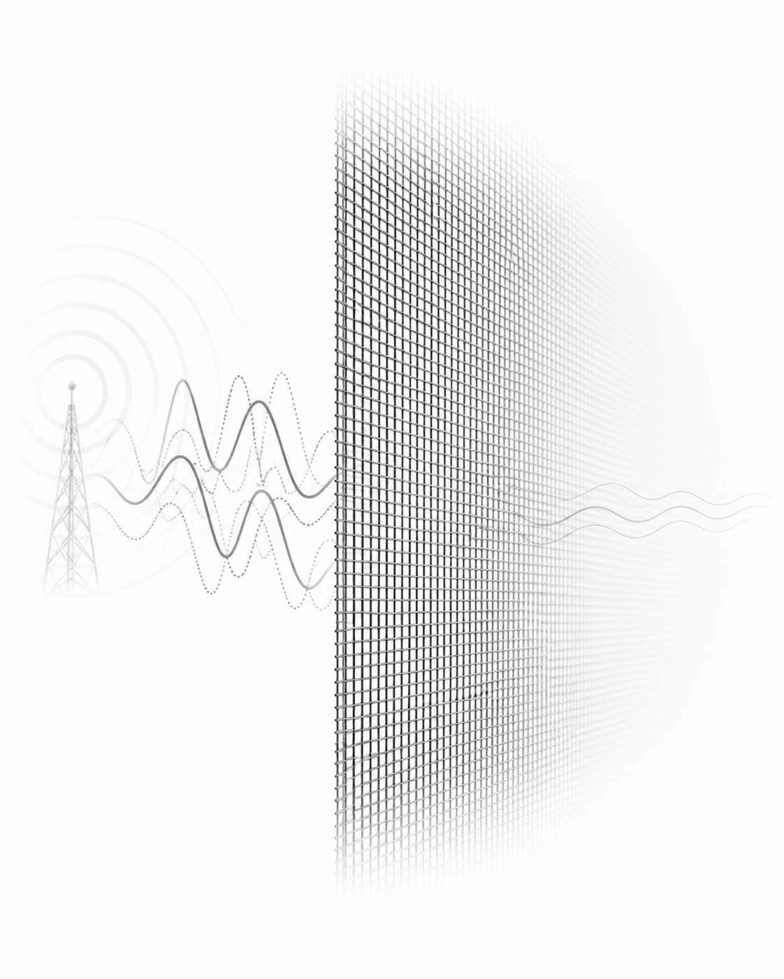 Skizze eines Fensters mit Elektrosmog-Schutzgitter
