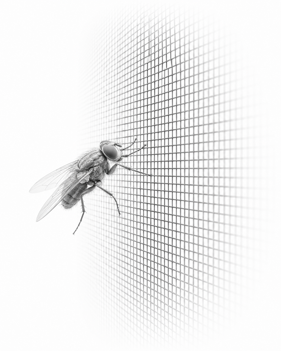 Skizze eines Fensters mit Fiberglasgewebe