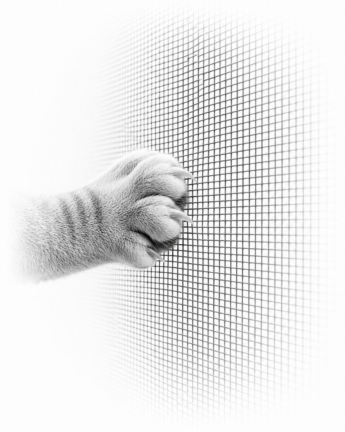 Skizze eines Fensters mit Katzengewebe