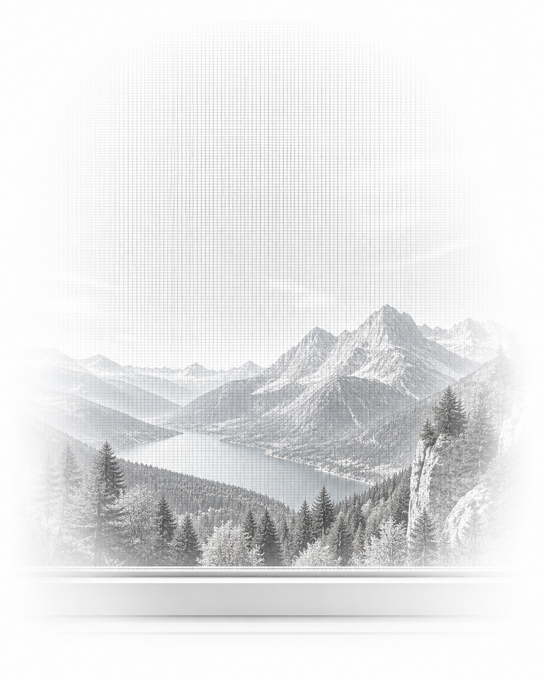 Skizze eines Fensters mit Transpatec-Gewebe